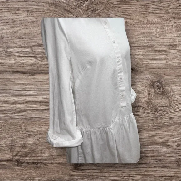 BCBGMaxAzria Women's Size XXS Mariela Shirt Dress White Long Sleeve Button Down - Picture 5 of 12